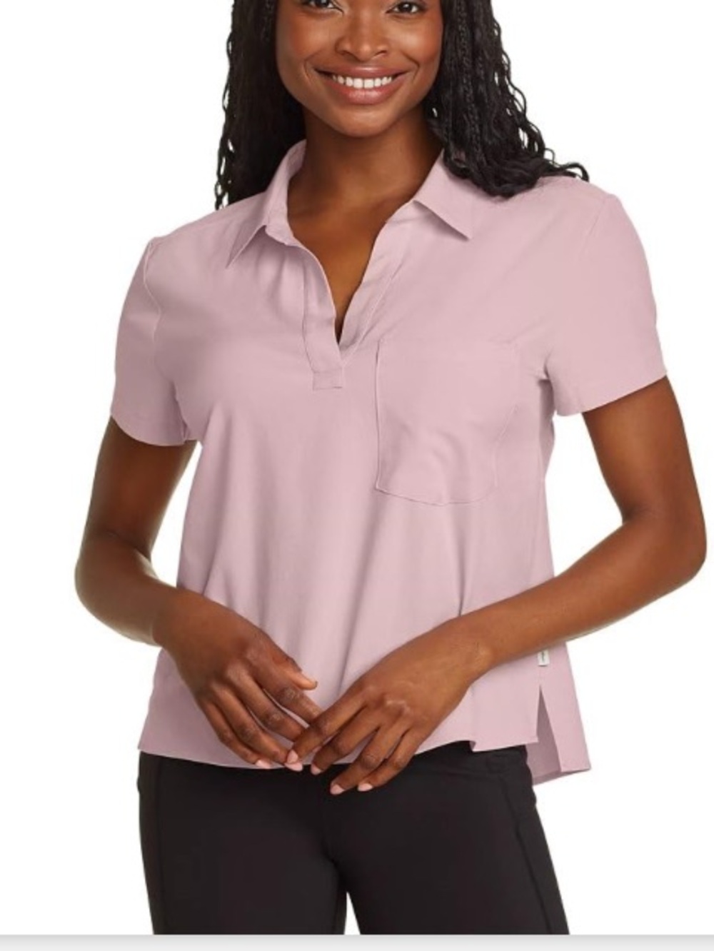 Eddie Bauer Departure Short Sleeve Collared Tee Light Plum, SizeXL, NWT